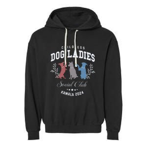 Childless Dog Lady Social Club President Kamala Harris 2024 Garment-Dyed Fleece Hoodie