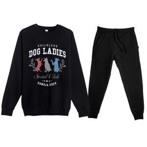 Childless Dog Lady Social Club President Kamala Harris 2024 Premium Crewneck Sweatsuit Set