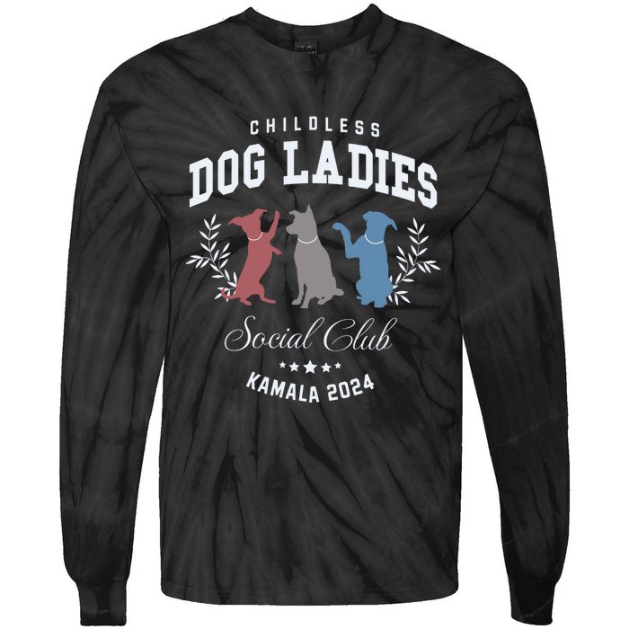 Childless Dog Lady Social Club President Kamala Harris 2024 Tie-Dye Long Sleeve Shirt