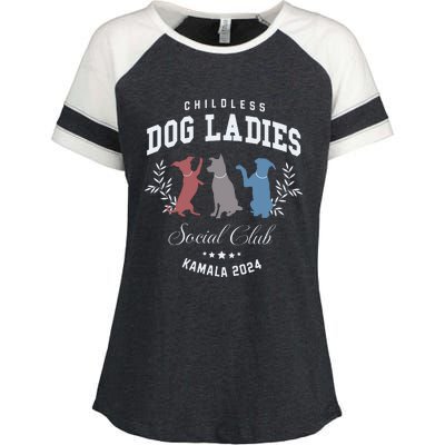 Childless Dog Lady Social Club President Kamala Harris 2024 Enza Ladies Jersey Colorblock Tee