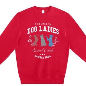 Childless Dog Lady Social Club President Kamala Harris 2024 Premium Crewneck Sweatshirt