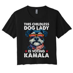 Childless Dog Lady Kamala Harris 2024 Miniature Schnauzer Women's Crop Top Tee