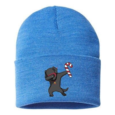 Christmas Dabbing Labrador Puppy Dog Candy Cane Dance Gift Funny Gift Sustainable Knit Beanie