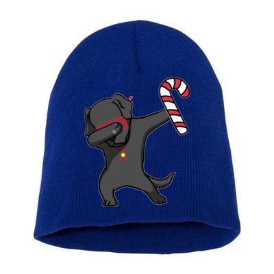 Christmas Dabbing Labrador Puppy Dog Candy Cane Dance Gift Funny Gift Short Acrylic Beanie