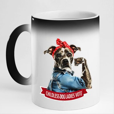 Childless Dog Ladies Vote Gift 11oz Black Color Changing Mug