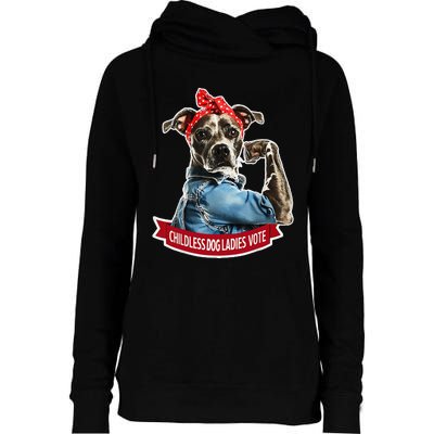 Childless Dog Ladies Vote Gift Womens Funnel Neck Pullover Hood