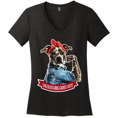 Childless Dog Ladies Vote Gift Women's V-Neck T-Shirt