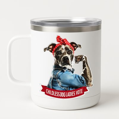 Childless Dog Ladies Vote Gift 12 oz Stainless Steel Tumbler Cup