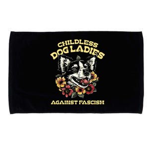 Childless Dog Lady Against Fascism Funny Vote Cat Lady Microfiber Hand Towel