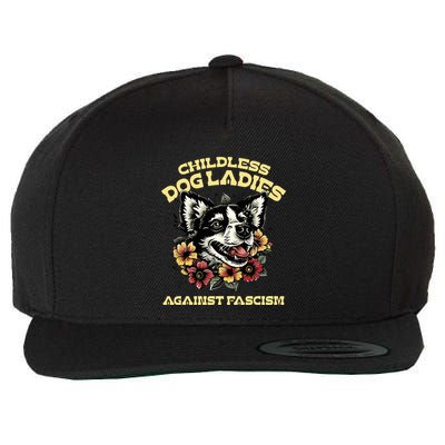 Childless Dog Lady Against Fascism Funny Vote Cat Lady Wool Snapback Cap