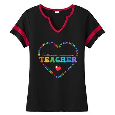 Cute Distance Learning Teacher Appreciati To School Gift Ladies Halftime Notch Neck Tee