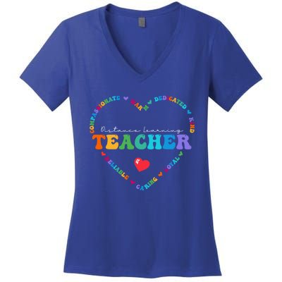 Cute Distance Learning Teacher Appreciati To School Gift Women's V-Neck T-Shirt