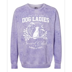 Childless Dog Lady Social Club President Kamala Harris 2024 Colorblast Crewneck Sweatshirt