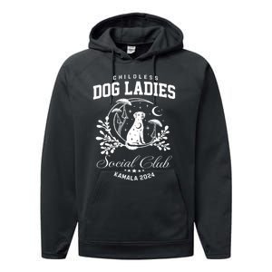 Childless Dog Lady Social Club President Kamala Harris 2024 Performance Fleece Hoodie