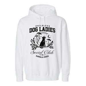 Childless Dog Lady Social Club President Kamala Harris 2024 Garment-Dyed Fleece Hoodie