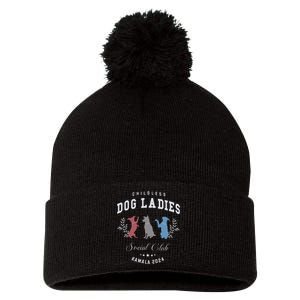 Childless Dog Lady Social Club President Kamala Harris 2024 Gift Pom Pom 12in Knit Beanie