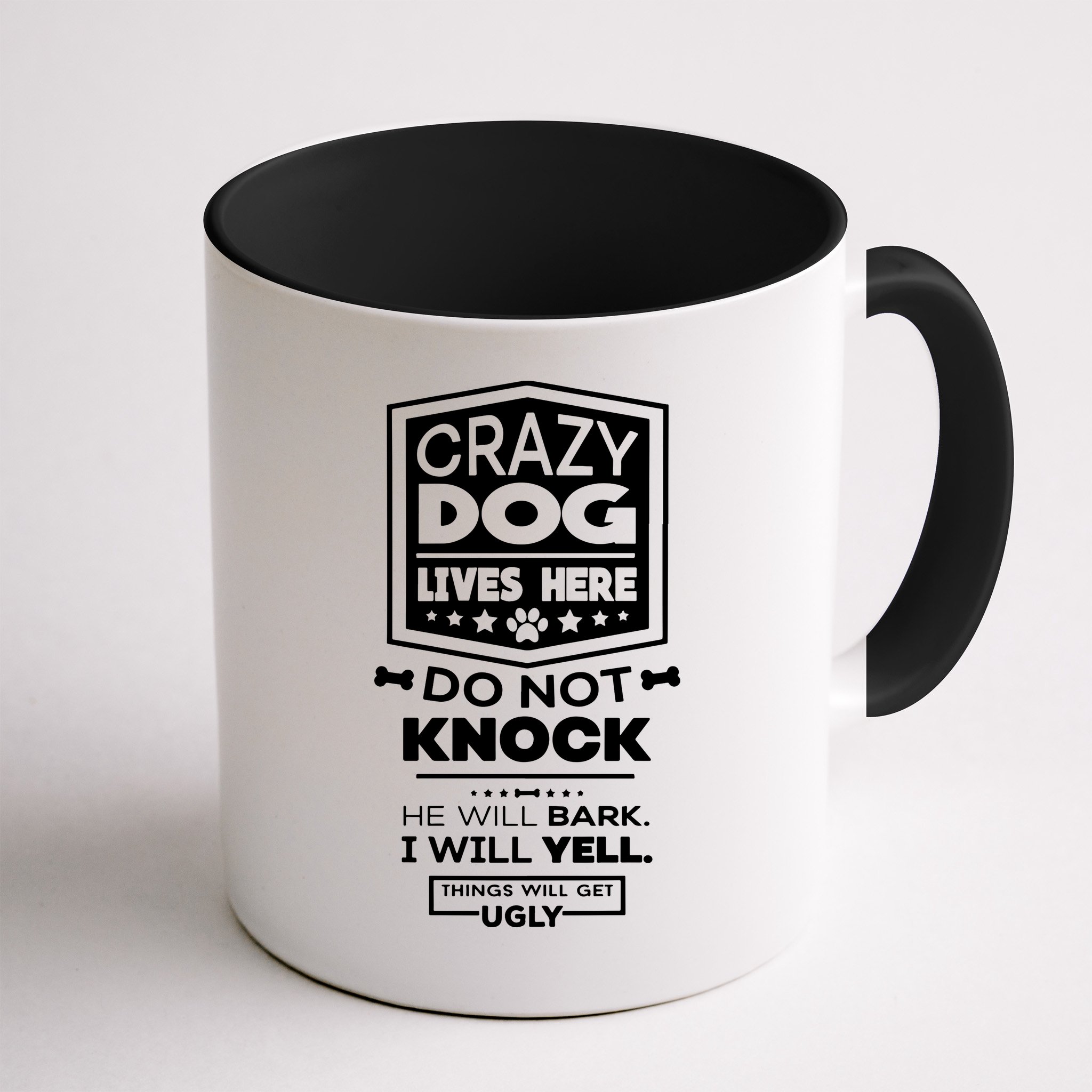 Crazy Dog Lives Here Do Not Knock Funny Mug