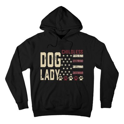 Childless Dog Lady Vote 2024 Us Flag Democratic President Gift Hoodie