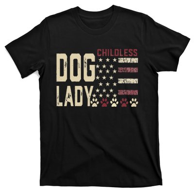 Childless Dog Lady Vote 2024 Us Flag Democratic President Gift T-Shirt