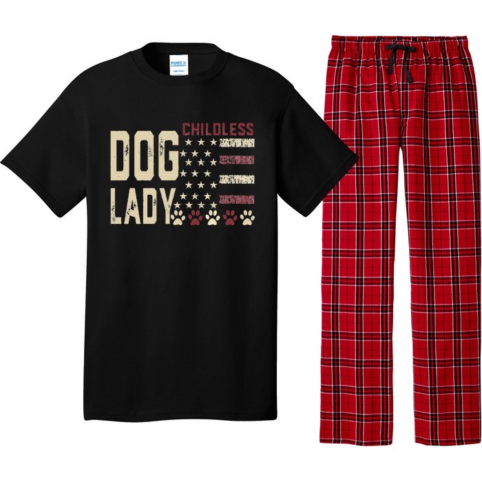 Childless Dog Lady Vote 2024 Us Flag Democratic President Gift Pajama Set