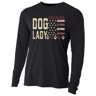 Childless Dog Lady Vote 2024 Us Flag Democratic President Gift Cooling Performance Long Sleeve Crew