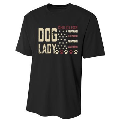 Childless Dog Lady Vote 2024 Us Flag Democratic President Gift Performance Sprint T-Shirt