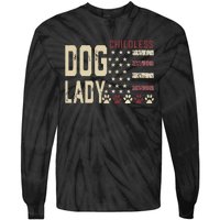 Childless Dog Lady Vote 2024 Us Flag Democratic President Gift Tie-Dye Long Sleeve Shirt