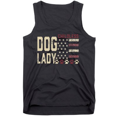 Childless Dog Lady Vote 2024 Us Flag Democratic President Gift Tank Top