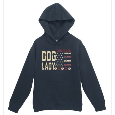 Childless Dog Lady Vote 2024 Us Flag Democratic President Gift Urban Pullover Hoodie