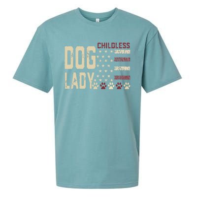 Childless Dog Lady Vote 2024 Us Flag Democratic President Gift Sueded Cloud Jersey T-Shirt