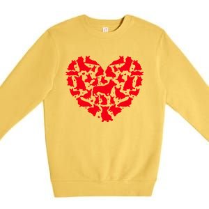 Corgi Dog Lover Funny Love Heart Corgi Valentine's Day Funny Gift Premium Crewneck Sweatshirt