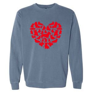 Corgi Dog Lover Funny Love Heart Corgi Valentine's Day Funny Gift Garment-Dyed Sweatshirt