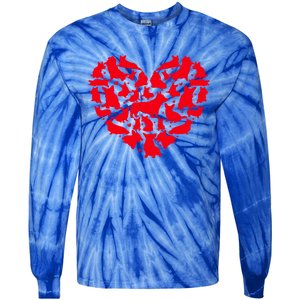 Corgi Dog Lover Funny Love Heart Corgi Valentine's Day Funny Gift Tie-Dye Long Sleeve Shirt