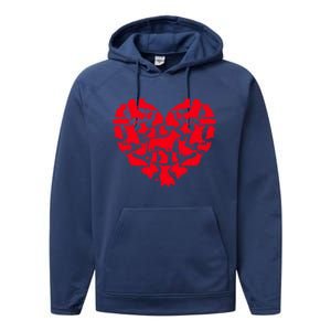 Corgi Dog Lover Funny Love Heart Corgi Valentine's Day Funny Gift Performance Fleece Hoodie