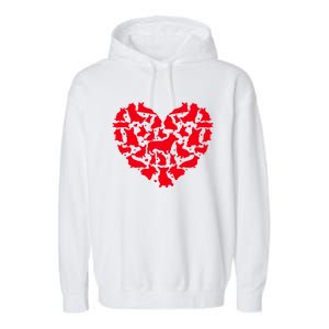 Corgi Dog Lover Funny Love Heart Corgi Valentine's Day Funny Gift Garment-Dyed Fleece Hoodie