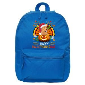 Cute Dog Lover Xmas Lights Turkey Santa Hat Hallothanksmas Gift 16 in Basic Backpack