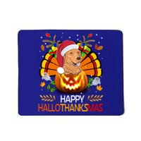 Cute Dog Lover Xmas Lights Turkey Santa Hat Hallothanksmas Gift Mousepad