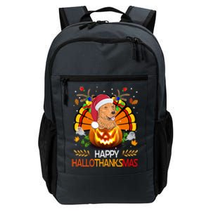 Cute Dog Lover Xmas Lights Turkey Santa Hat Hallothanksmas Gift Daily Commute Backpack