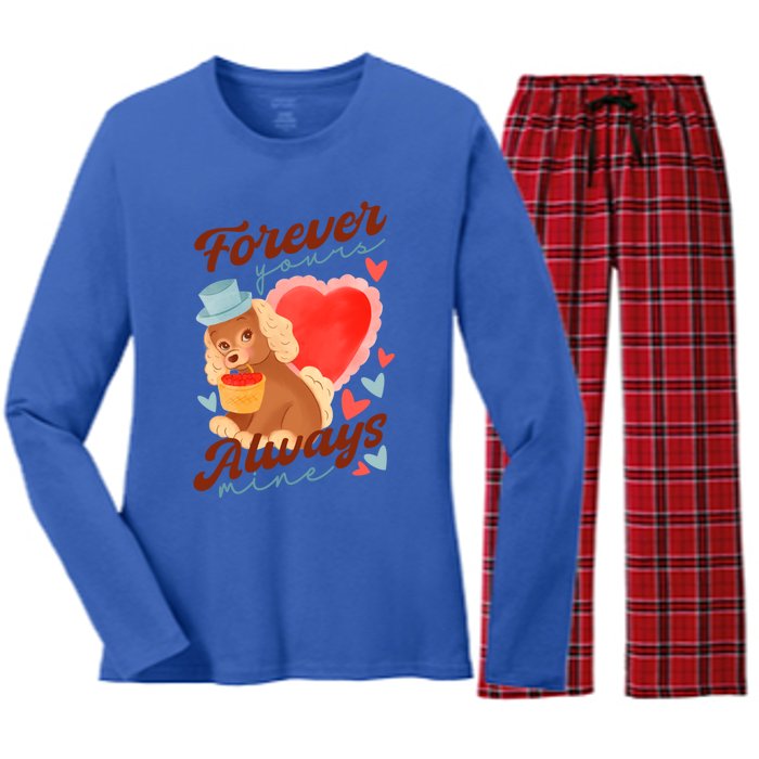 Cute Dog Lovers Forever Always Gift Women's Long Sleeve Flannel Pajama Set 