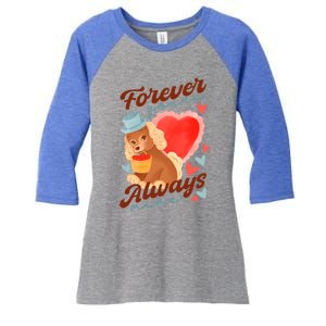 Cute Dog Lovers Forever Always Gift Women's Tri-Blend 3/4-Sleeve Raglan Shirt