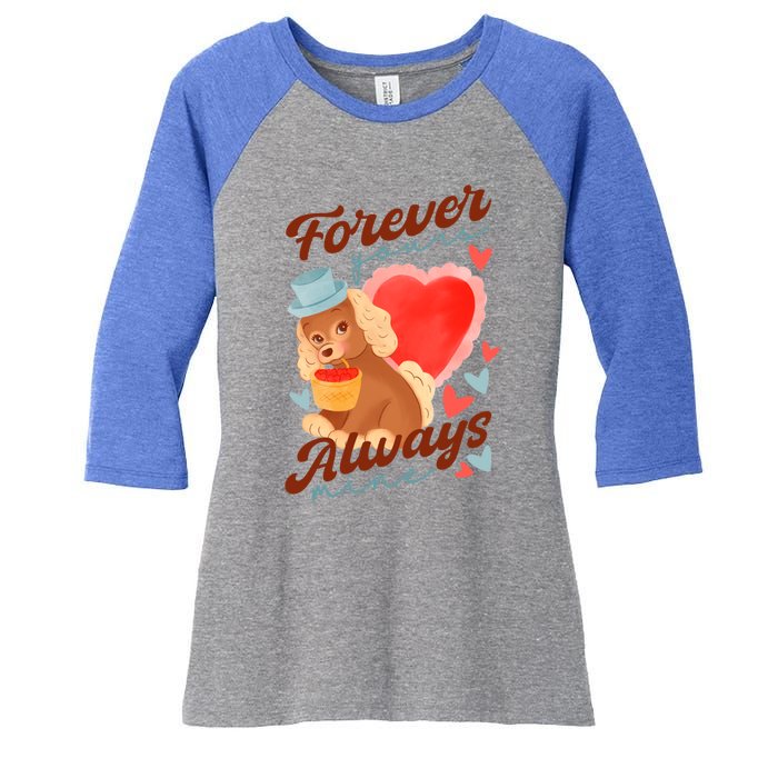 Cute Dog Lovers Forever Always Gift Women's Tri-Blend 3/4-Sleeve Raglan Shirt