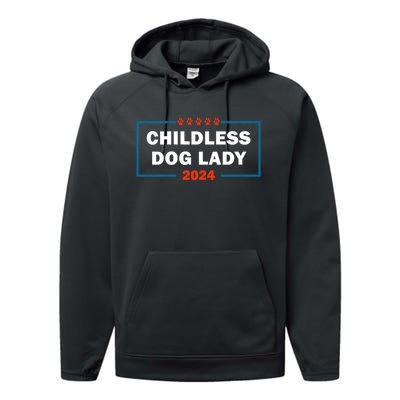 Childless Dog Lady Is Voting Kamala Election Usa 2024 Performance Fleece Hoodie