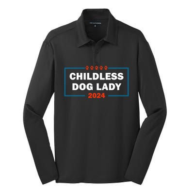 Childless Dog Lady Is Voting Kamala Election Usa 2024 Silk Touch Performance Long Sleeve Polo