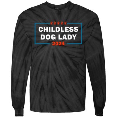 Childless Dog Lady Is Voting Kamala Election Usa 2024 Tie-Dye Long Sleeve Shirt