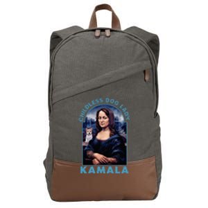 Childless Dog Ladies Vote Blue Mona Lisa With Dog Loves 2024 Cotton Canvas Backpack