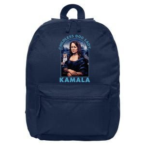 Childless Dog Ladies Vote Blue Mona Lisa With Dog Loves 2024 16 in Basic Backpack