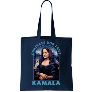 Childless Dog Ladies Vote Blue Mona Lisa With Dog Loves 2024 Tote Bag