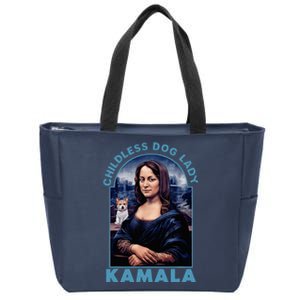 Childless Dog Ladies Vote Blue Mona Lisa With Dog Loves 2024 Zip Tote Bag