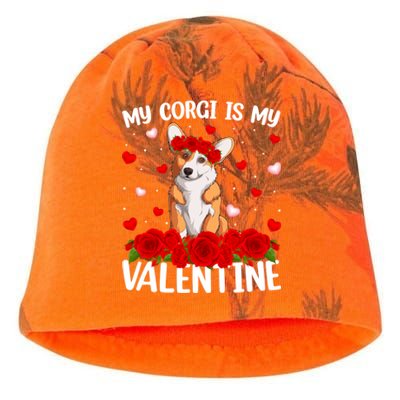 Corgi Dog Lover Red Rose Flower Corgi Valentine's Day Gift Kati - Camo Knit Beanie