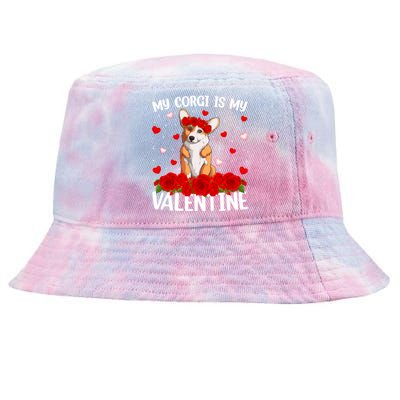 Corgi Dog Lover Red Rose Flower Corgi Valentine's Day Gift Tie-Dyed Bucket Hat